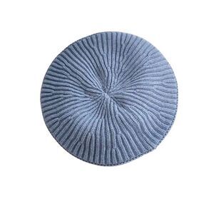 Ganni Structured Ribbed Knit Wool Beret Granada Sky